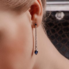 Orecchini En Pointe di Sibarite in Oro Bianco con Diamante e Zaffiro