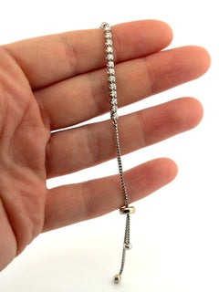 18K White Gold Diamond Bolo Bracelet 0.81 CTW Adjustable 6–7"