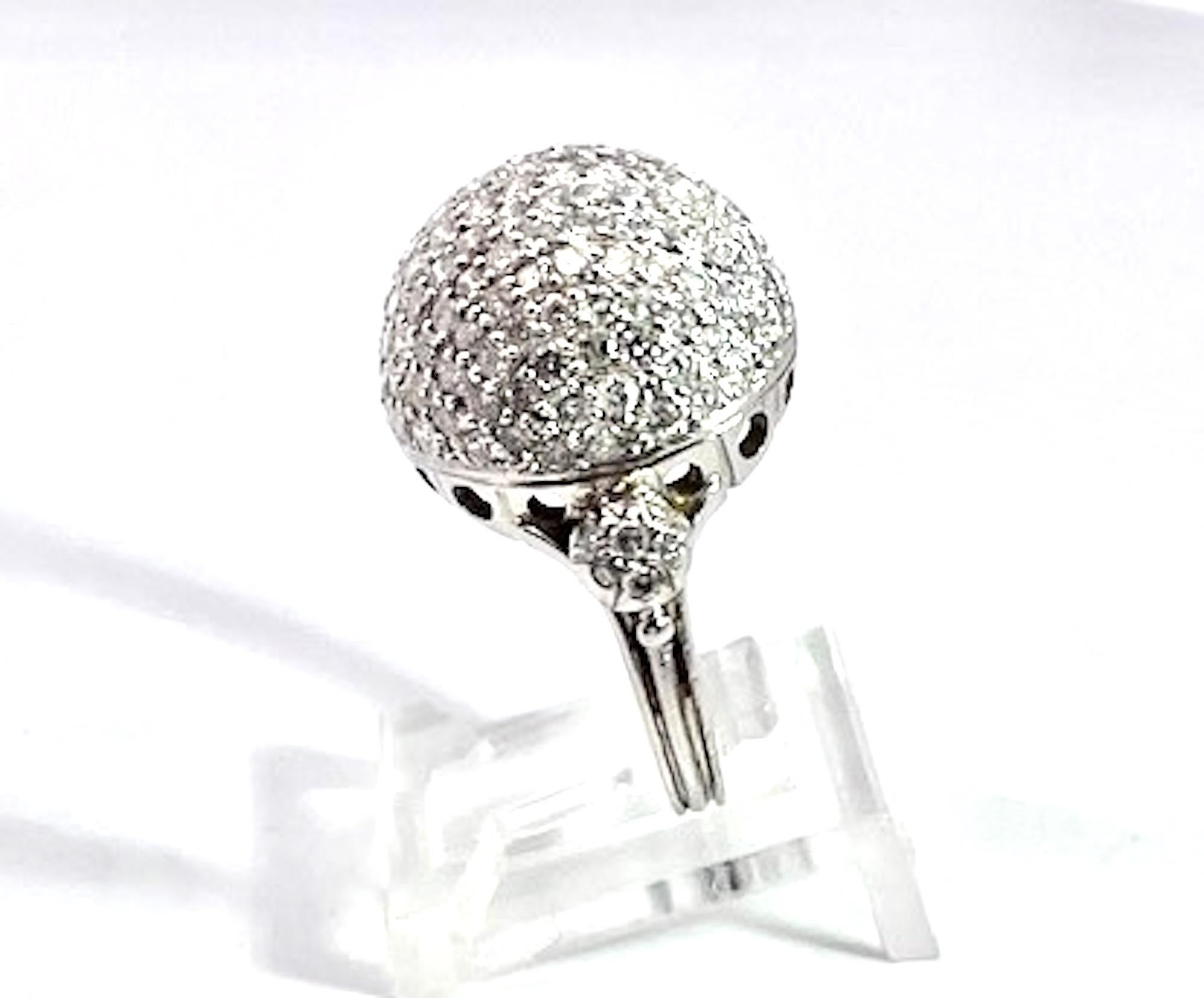 18K White Gold Diamond Boule Ring 3.95 Carats For Sale 6