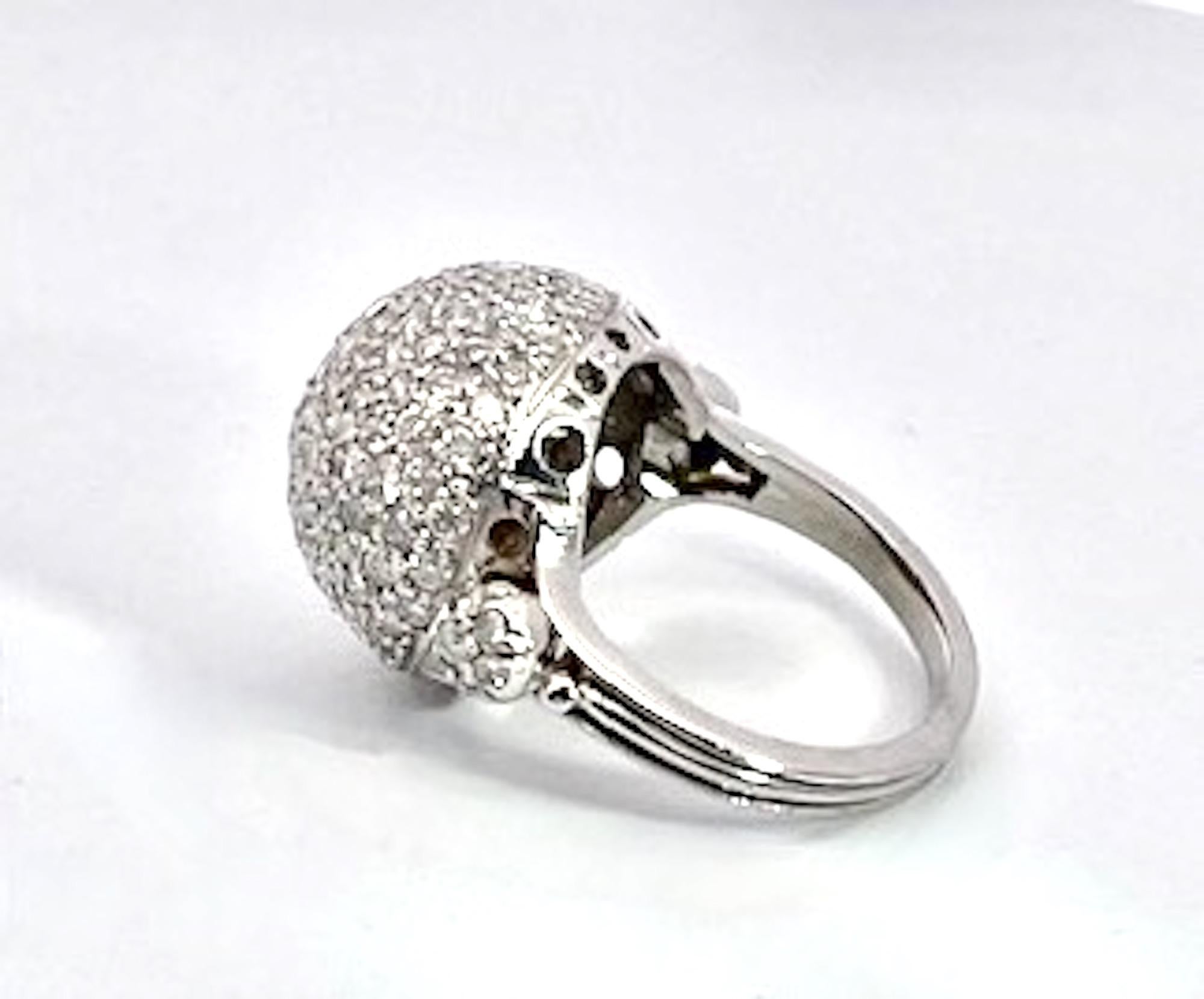 18K White Gold Diamond Boule Ring 3.95 Carats For Sale 7