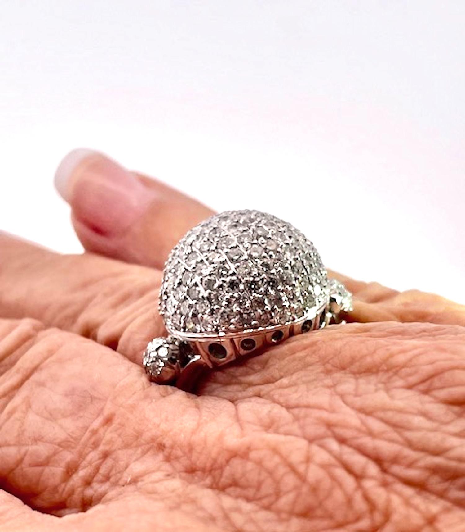 18K White Gold Diamond Boule Ring 3.95 Carats For Sale 9