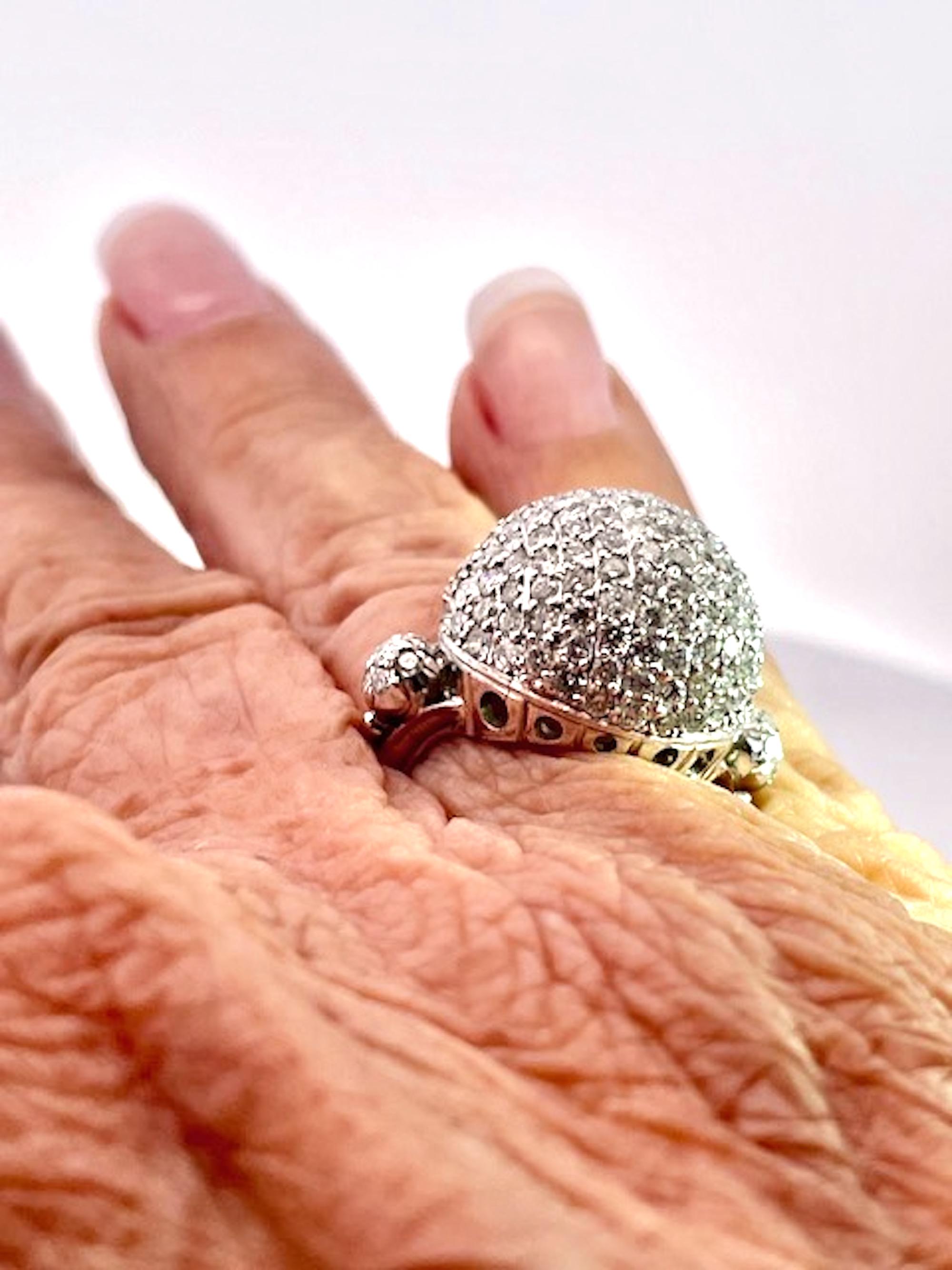 18K White Gold Diamond Boule Ring 3.95 Carats For Sale 10