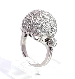 18K White Gold Diamond Boule Ring 3.95 Carats