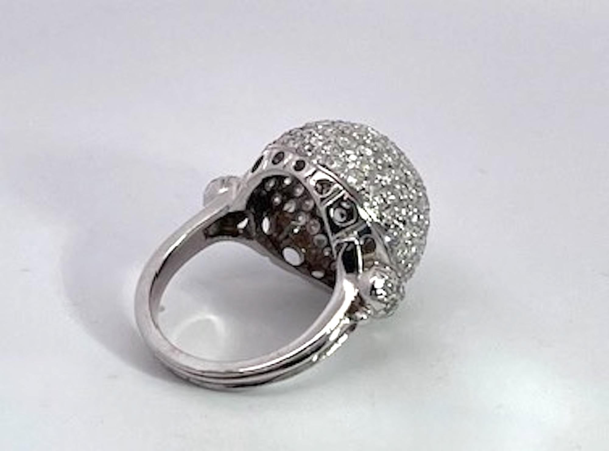 Women's 18K White Gold Diamond Boule Ring 3.95 Carats For Sale