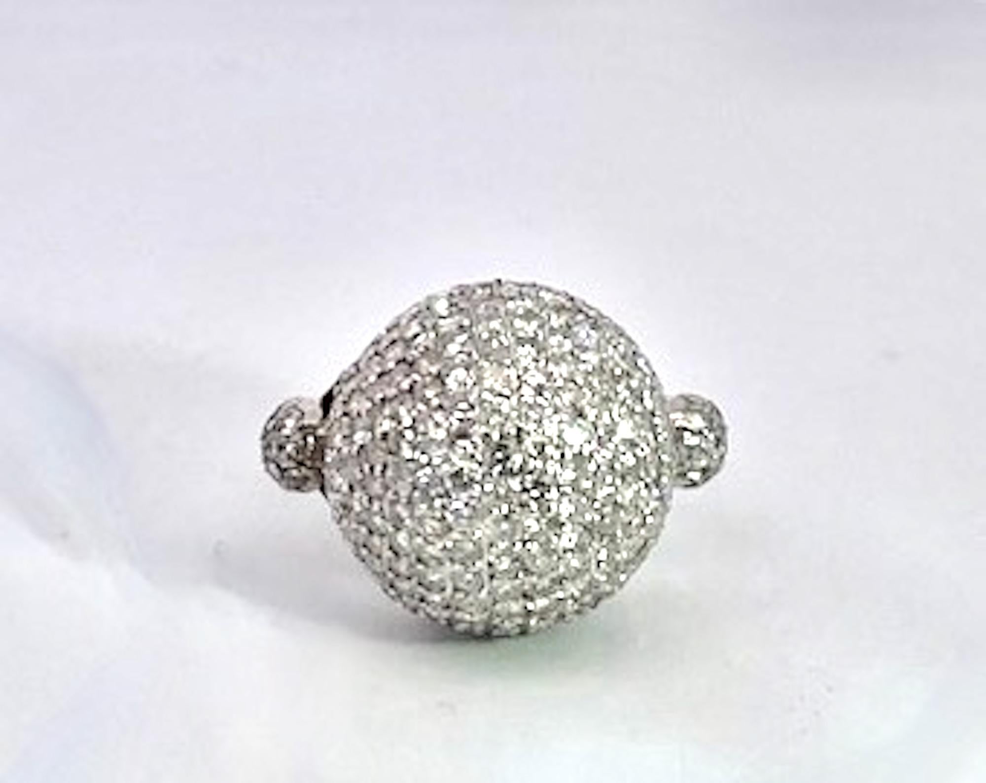 18K White Gold Diamond Boule Ring 3.95 Carats For Sale 2