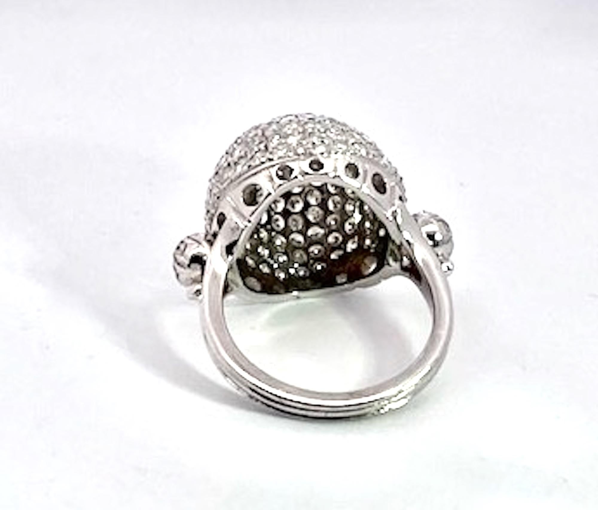 18K White Gold Diamond Boule Ring 3.95 Carats For Sale 3