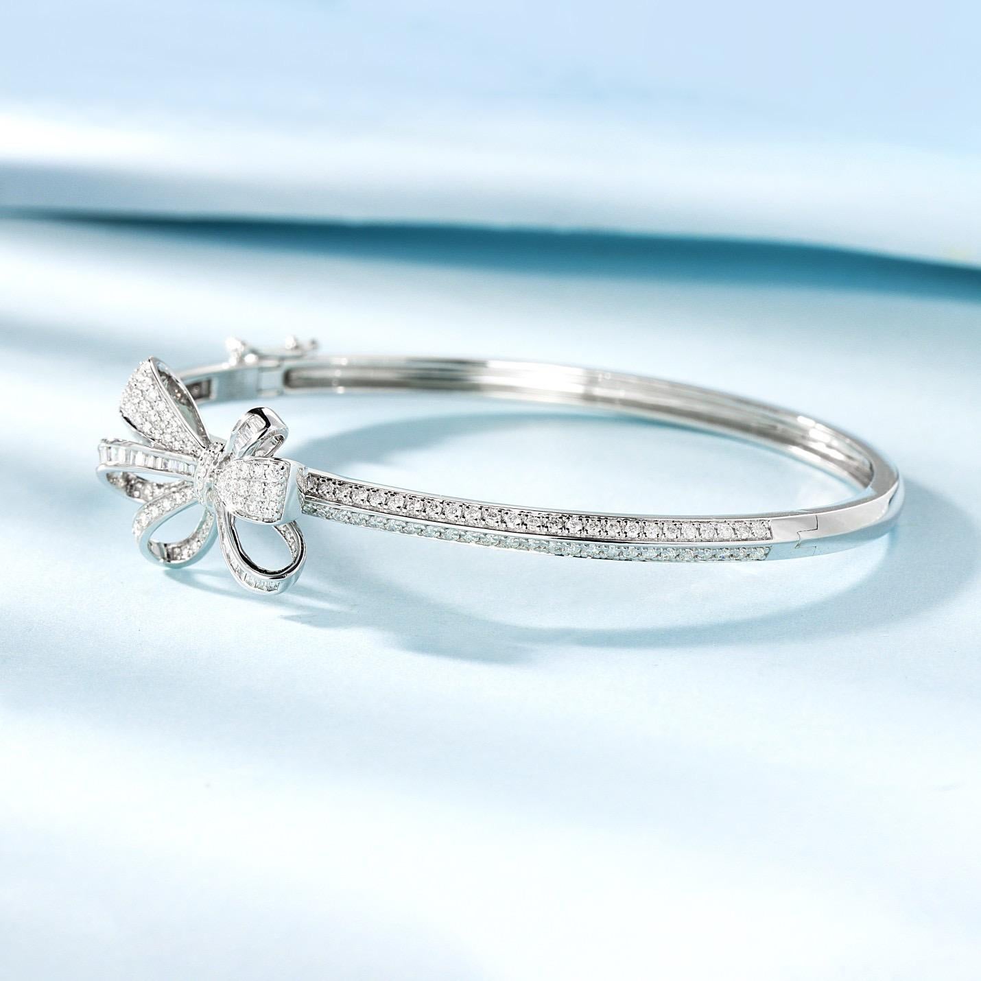da uomo o donna Bracciale a fiocco con diamanti in oro bianco 18 carati in vendita