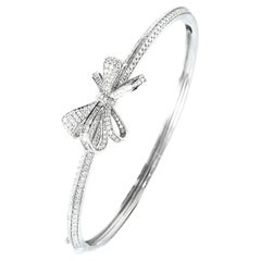 18K White Gold Diamond Bow Bangle Bracelet