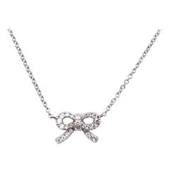18 Karat White Gold Diamond Bow Necklace