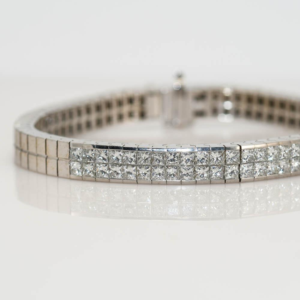 Taille princesse Bracelet en or blanc 18K avec diamant 3.05ct en vente