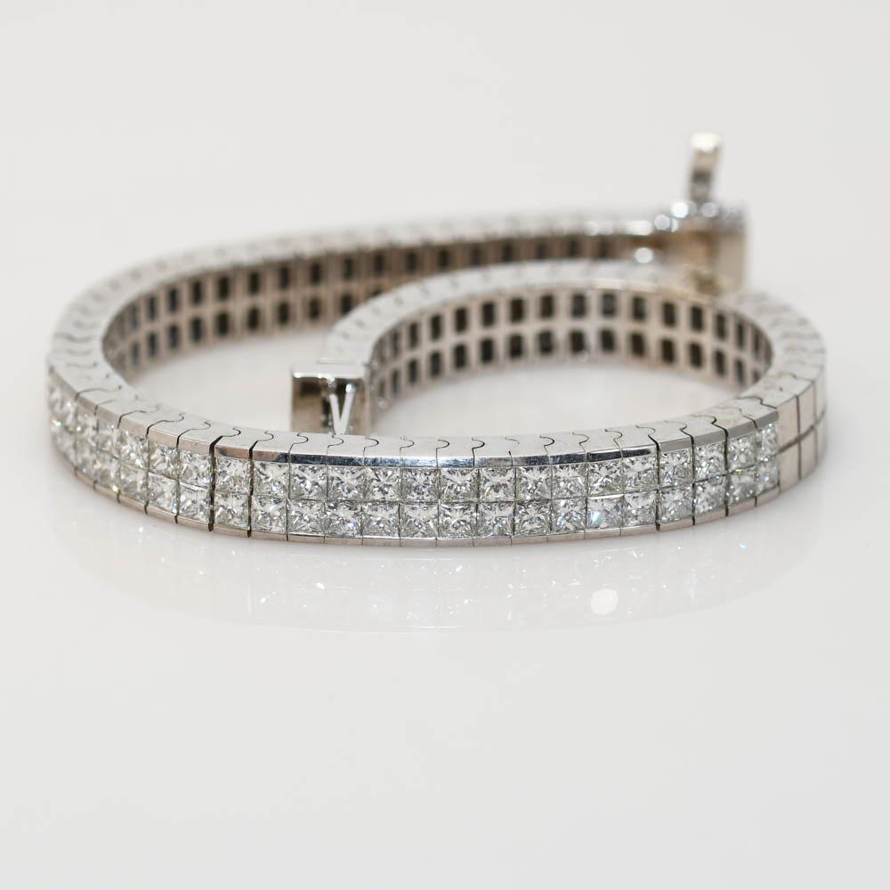 Bracelet en or blanc 18K avec diamant 3.05ct en vente 2