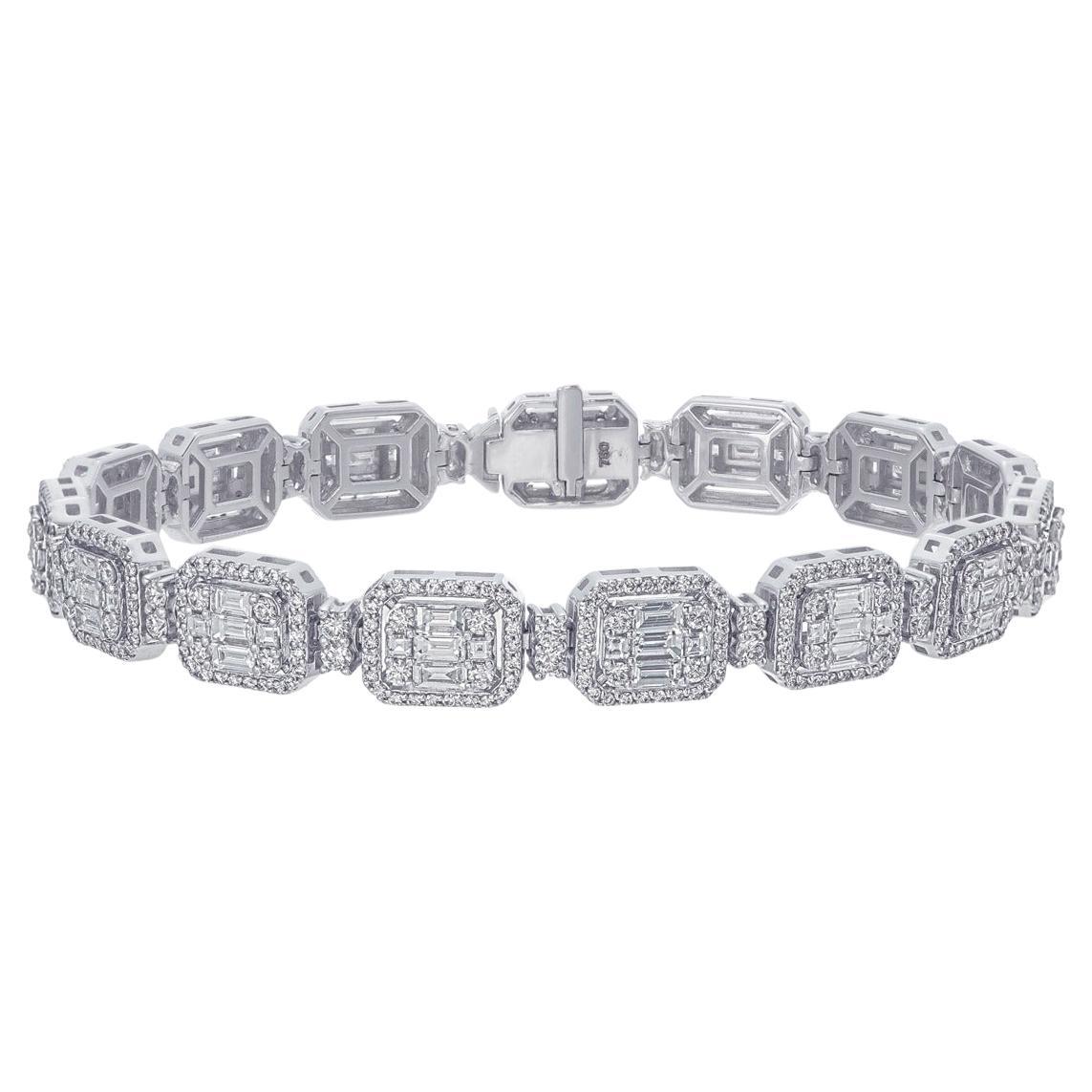 Bracelet de diamants en or blanc 18 carats - 5,90 carats d'éclat VS-F  Description : en vente