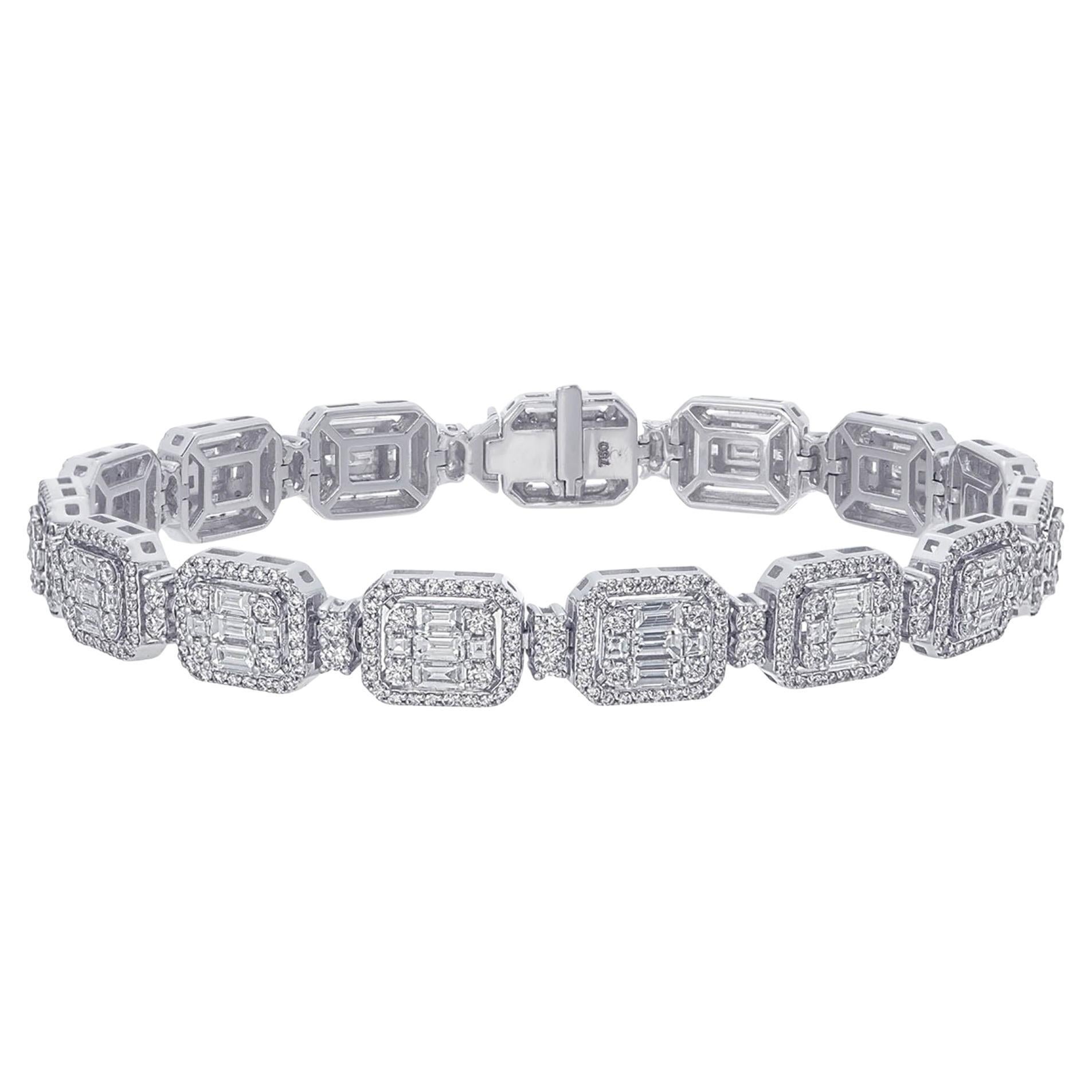 Bracciale di diamanti in oro bianco 18K - 5,90 carati di scintille VS-F  Descrizione: