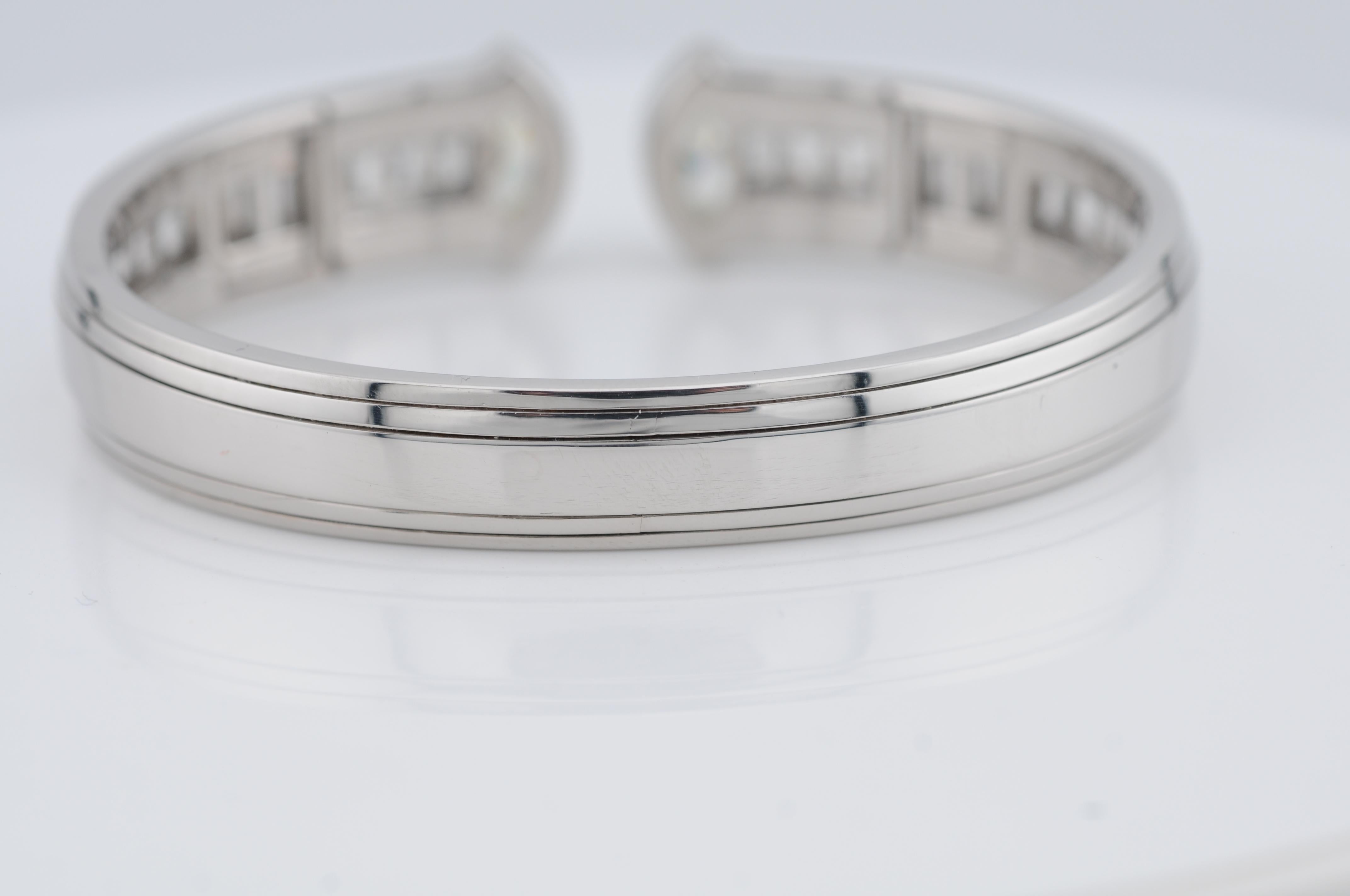 Bracciale con diamanti in oro bianco 18K - 8,5 carati, diamanti Navette e Baguette in vendita 4