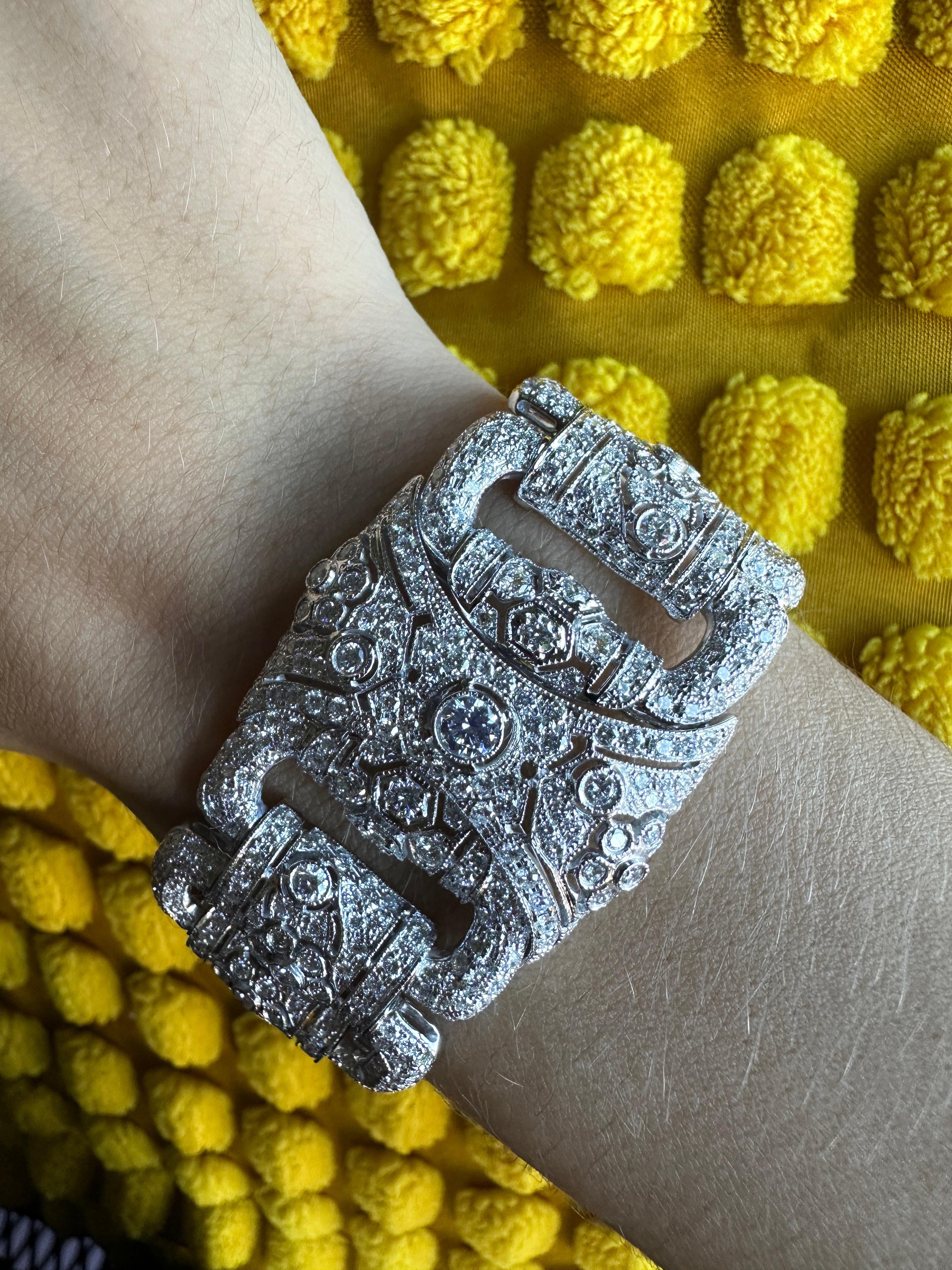Mixed Cut 18K White Gold Diamond Bracelet For Sale