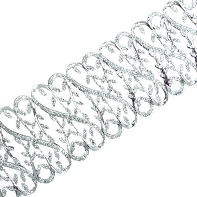 Taglio rotondo Bracciale con diamanti in oro bianco 18 carati in vendita