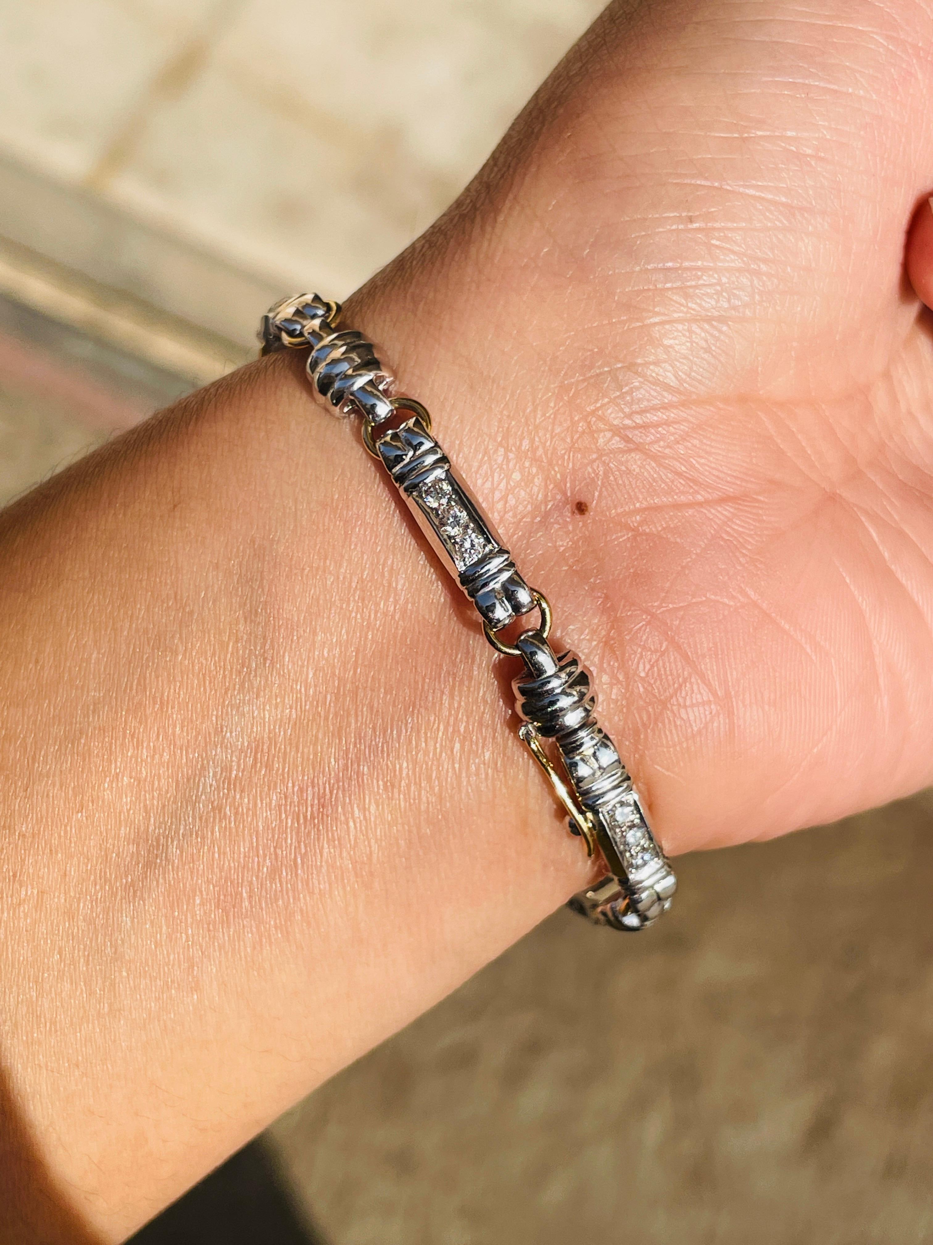Women's Art Deco 18K White Gold Diamond Men's Bracelet Gift For Sale