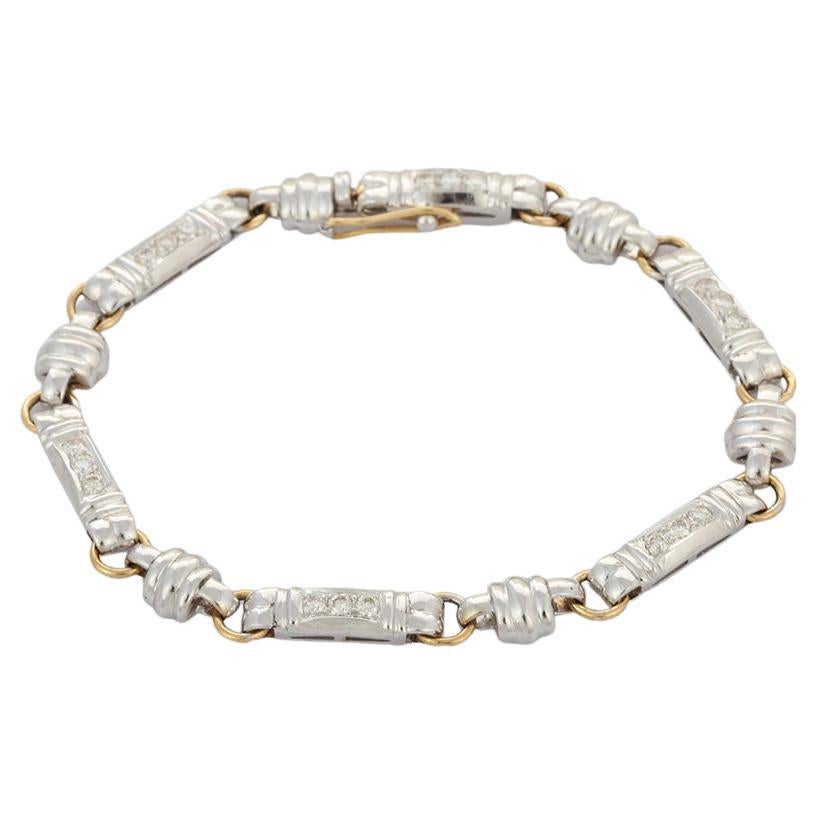 Beautiful 18K White Gold Diamond Modern Bracelet