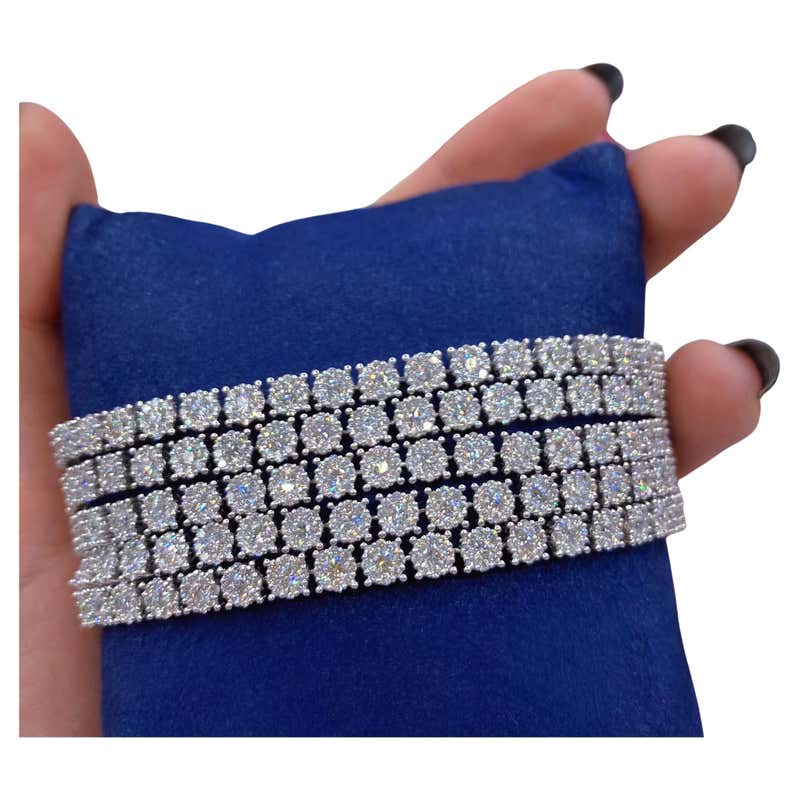 Christopher Designs Crisscut Diamond Lace Beyaz Bracelet 18K White Gold ...
