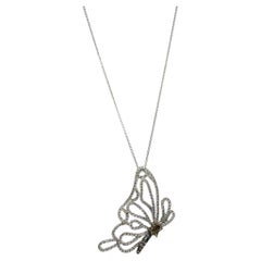18K White Gold Diamond Butterfly Pendant Necklace