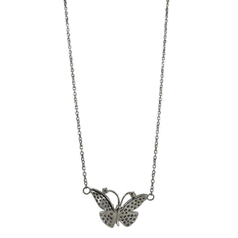 Collana a farfalla in oro bianco 14 carati 18 pollici con diamante da 1,25 carati - Italia