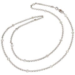 18k White Gold Diamond by the Yard Chain Necklace