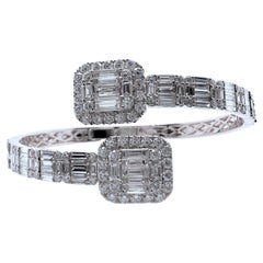 18k White Gold Diamond Bypass Style Bangle