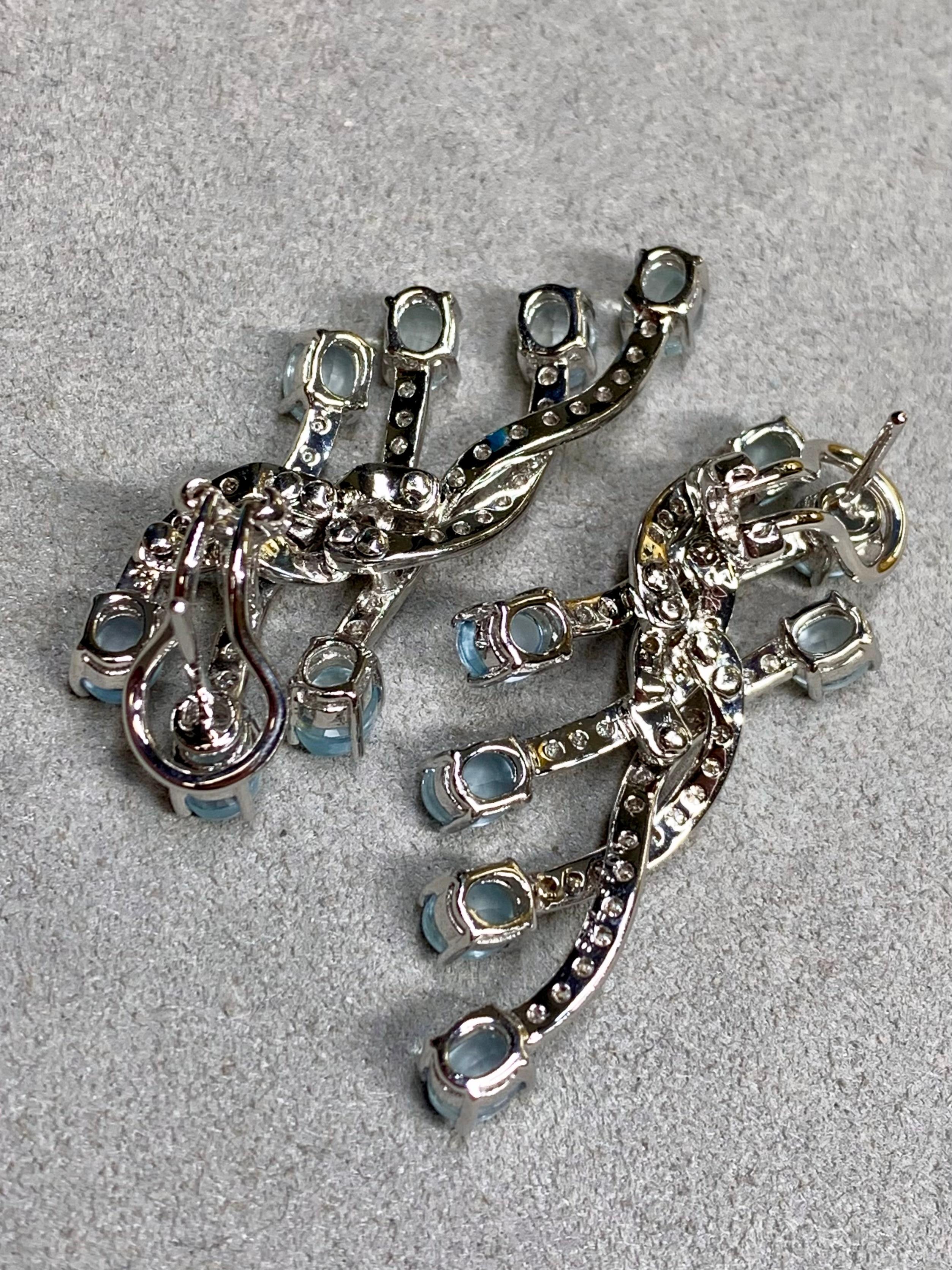 Taille cabochon Boucles d'oreilles huggies articulées et spectaculaires en or blanc 18 carats avec cabochon de diamants 8,20 ctw en vente