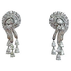 18K White Gold Diamond Cascade Earrings