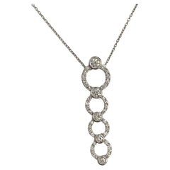 18k White Gold Diamond Circle Pendant and Chain
