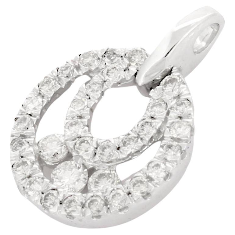 18K White Gold Diamond Circle Pendant For Sale