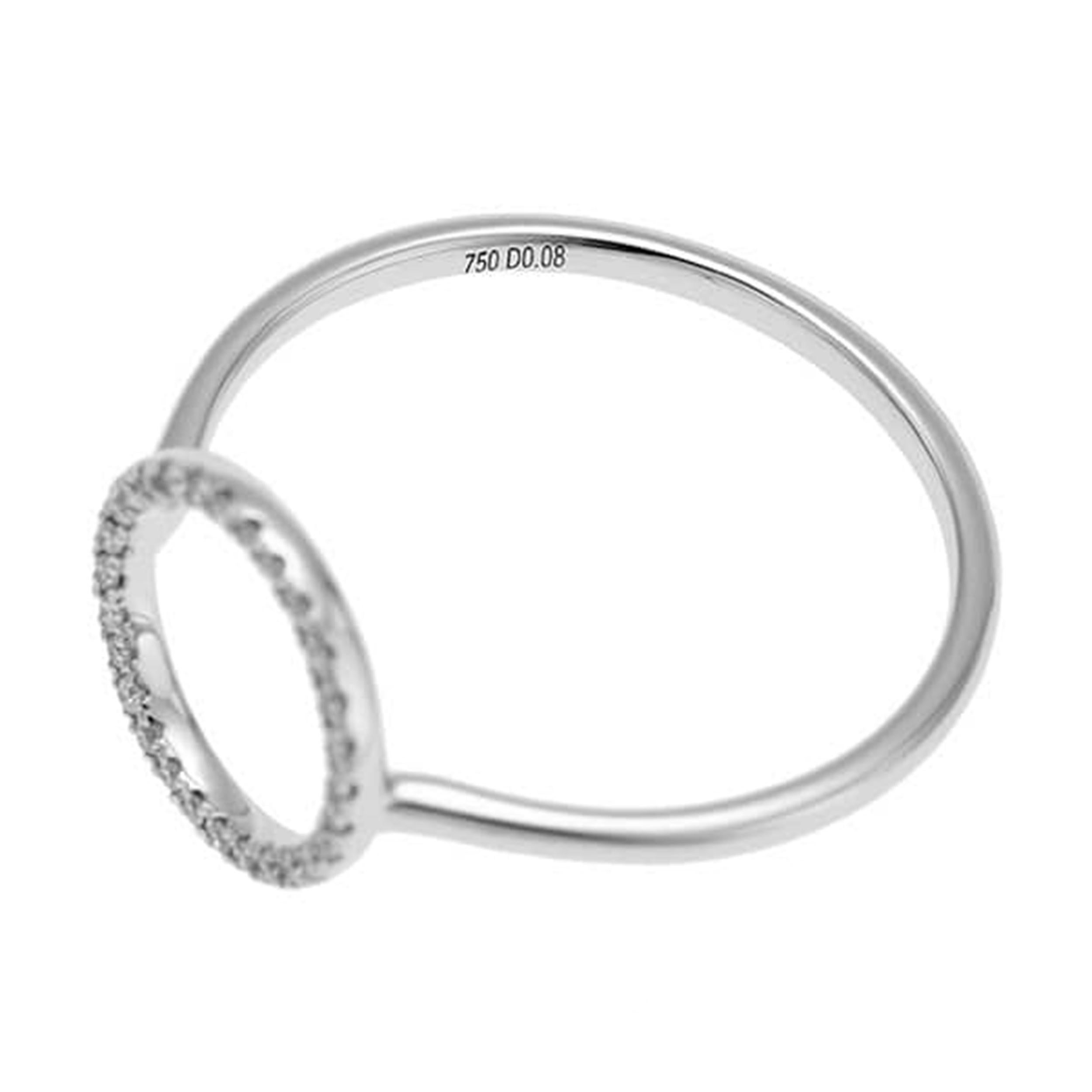 Artist 18K White Gold Diamond Circle Ring - 0.08ct  Size: 6.75 For Sale