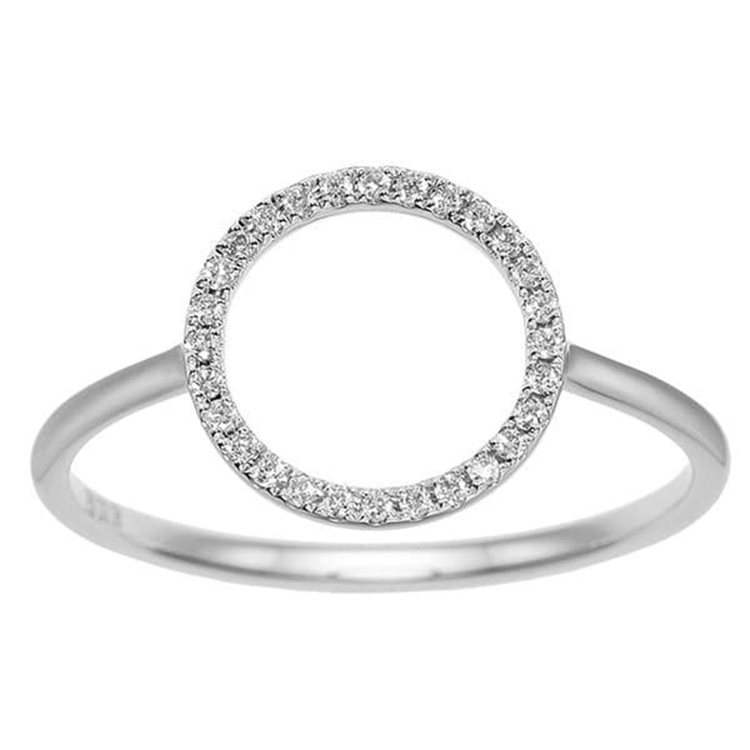Round Cut 18K White Gold Diamond Circle Ring - 0.08ct  Size: 6.75 For Sale
