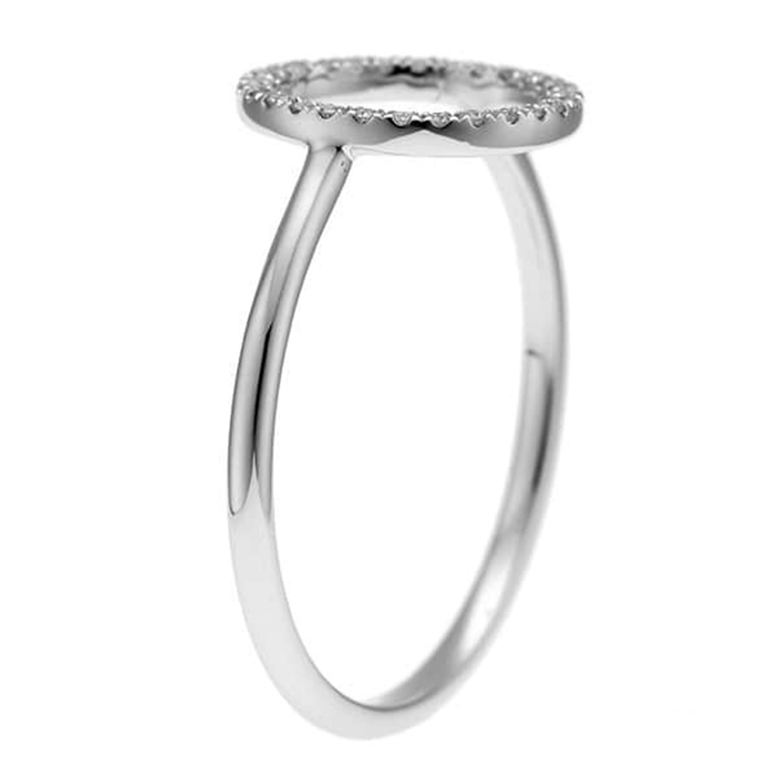 18K White Gold Diamond Circle Ring - 0.08ct  Size: 6.75 In New Condition For Sale In Holtsville, NY