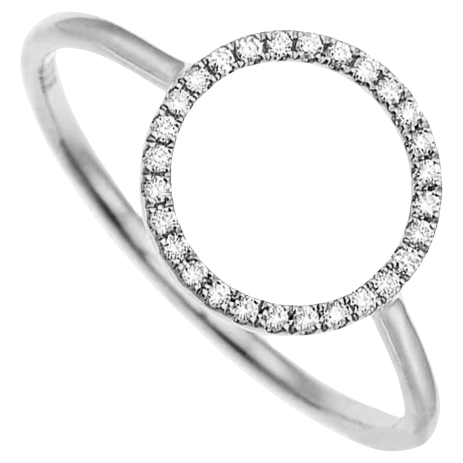 18K White Gold Diamond Circle Ring - 0.08ct  Size: 6.75