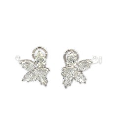 18K White Gold Diamond Clip-On Earrings with 7.03 Carat Pear Shaped Diamonds GIA