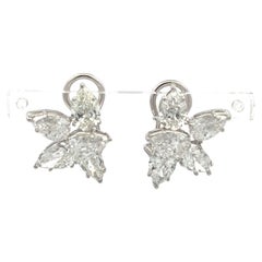 18K White Gold Diamond Clip-On Earrings with 7.03 Carat Pear Shaped Diamonds GIA