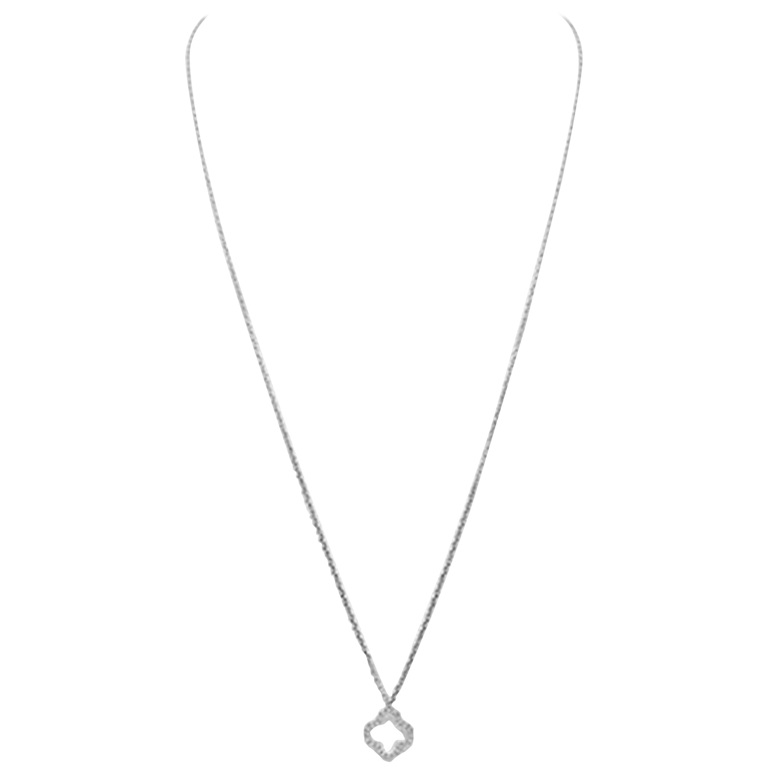 Collar Colgante Trébol Diamante Oro Blanco 18K  0.12ct  Aprox. 12 mm x 10,8 mm en venta