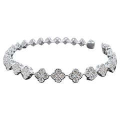 18k White Gold Diamond Clover Style Tennis Bracelet