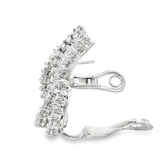 18K White Gold Diamond Cluster Ear Climbers, 3.75 Carat, Twist Design