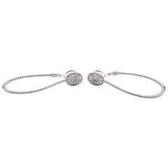 18 Karat White Gold Diamond Cluster Hoop Earrings