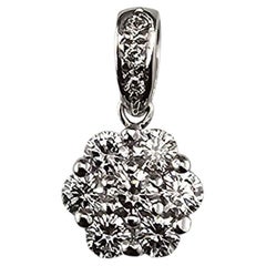 Pendentif grappe de diamants en or blanc 18K #23752