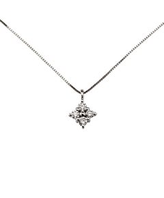 18K White Gold Diamond Cluster Pendant Necklace #24406