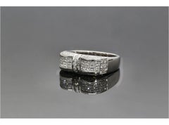 18K White Gold Diamond Cluster Retro Men's Ring
