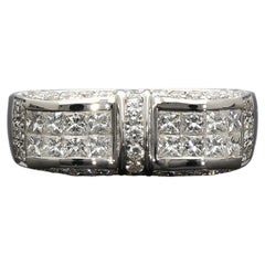 18K White Gold Diamond Cluster Retro Men's Ring