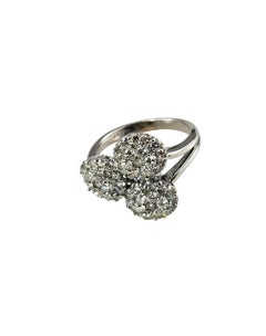 Anillo de oro blanco de 18 quilates con diamantes en racimo, talla 7-7,25, n.º 25736