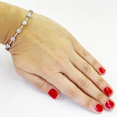18K White Gold Diamond Cluster Station Bracelet