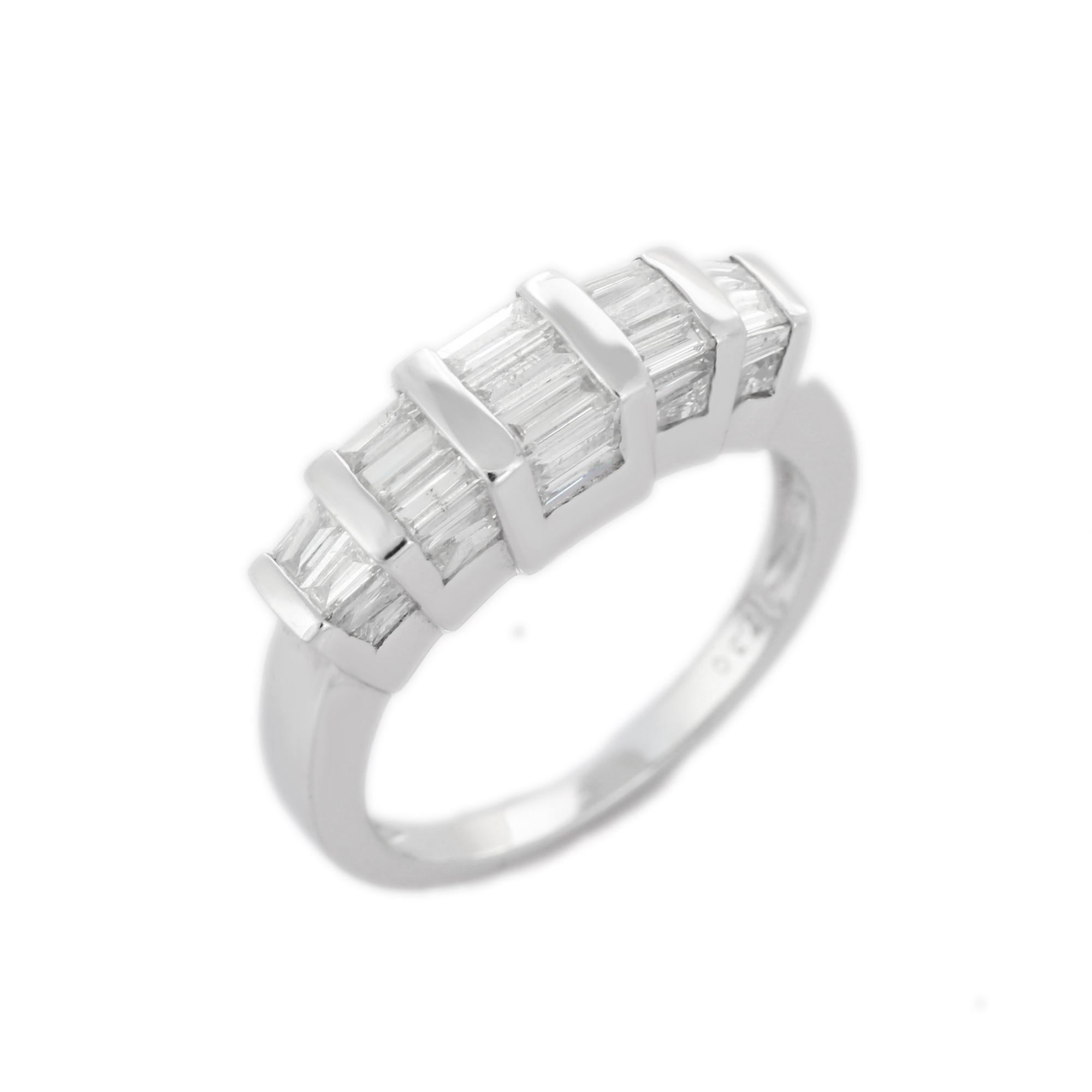 For Sale:  18K White Gold Genuine Diamond Band Ring 7