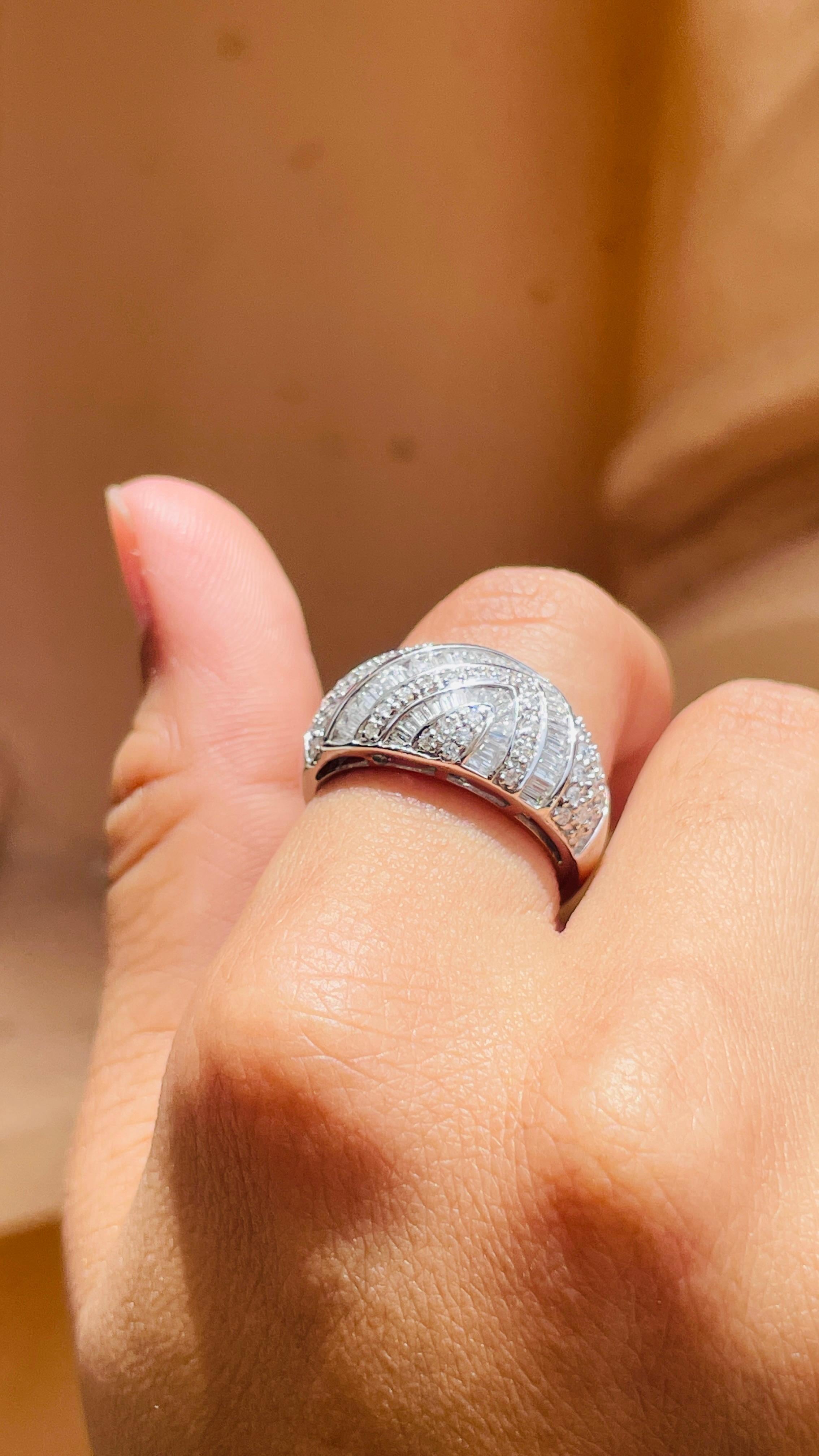 For Sale:  18K White Gold Diamond Cocktail Ring 8