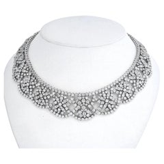 Vintage 18K White Gold Diamond Collar 53.00cttw Necklace
